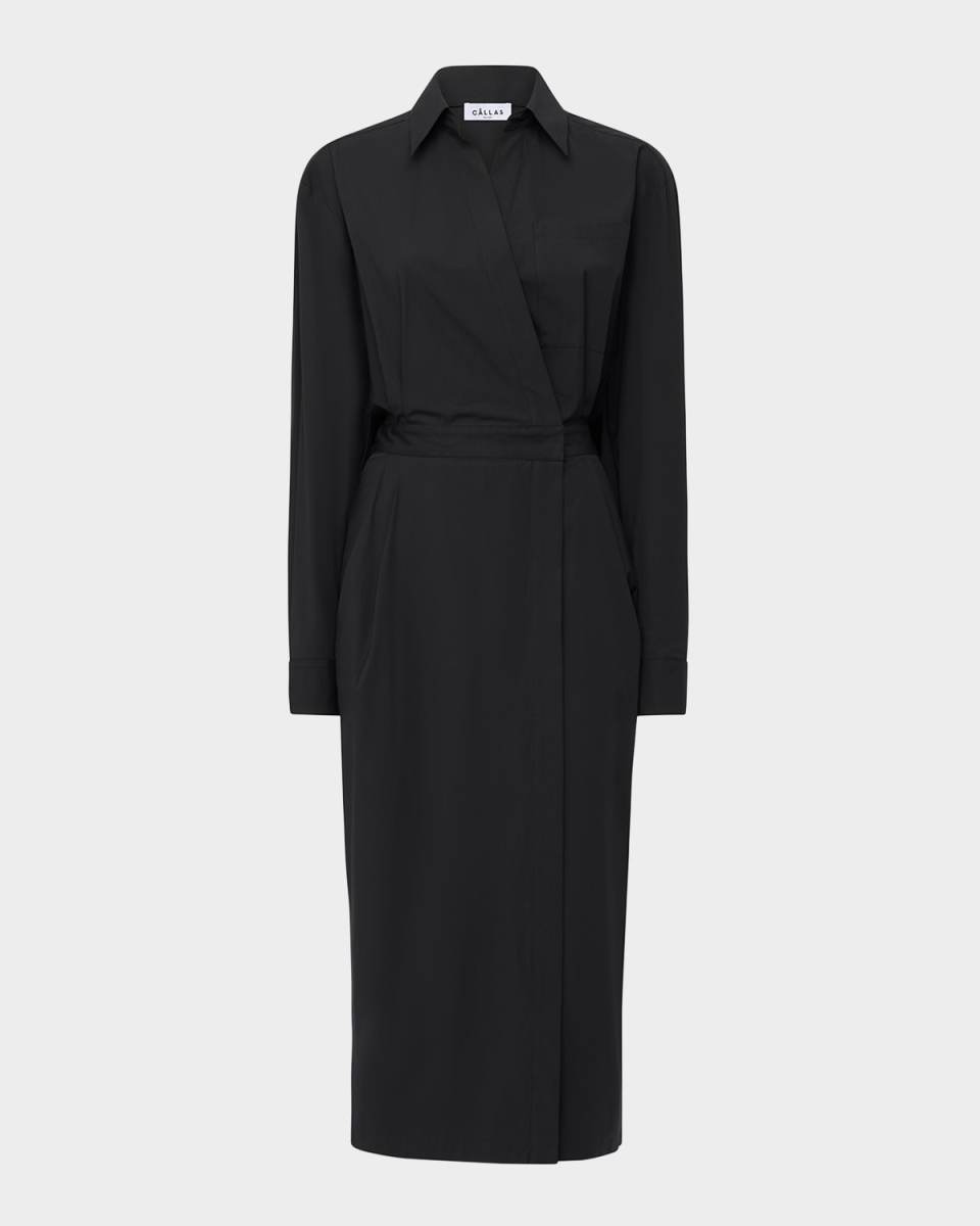 Jax Wrap-Front Cotton Poplin Midi Shirtdress